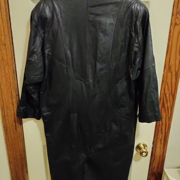 Vintage 90s PELLE New York Milano Genuine Leather Long Coat Size M - Picture 9 of 12
